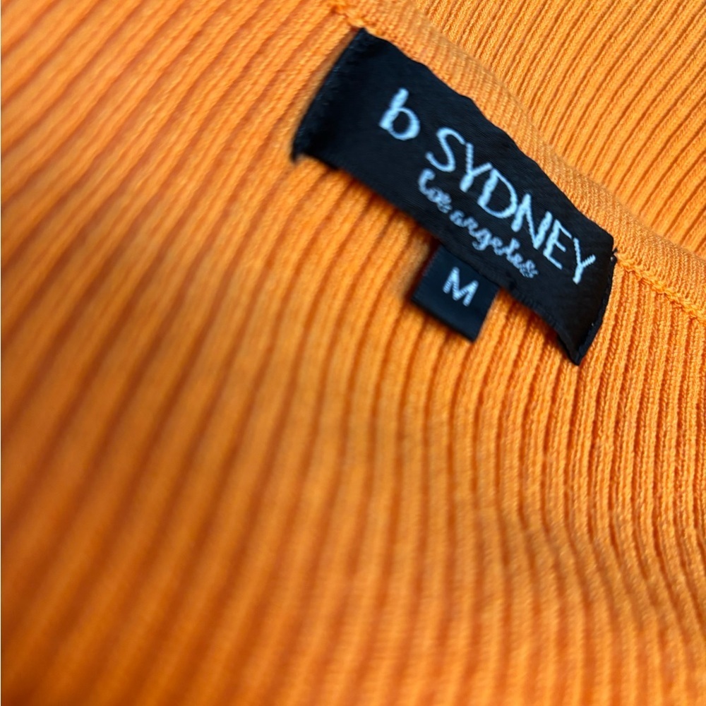 b SYNDNEY LOS ANGELES ORANGE CROSSOVER CROP TOP RIB KNIT BEACH RESORTWEAR SIZE M - Picture 4 of 6